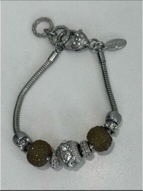Ann Taylor European
Charm Bracelet Women's 8.25" Silver-tone Crystals Stones EUC